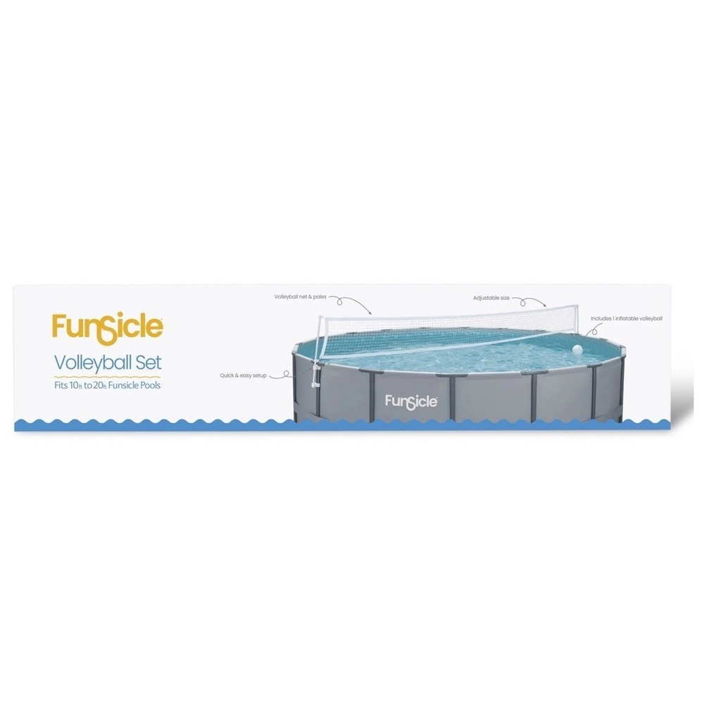Funsicle Pool Volleyball Set for Above Ground Frame Pools Net And Ball Incl. NIB